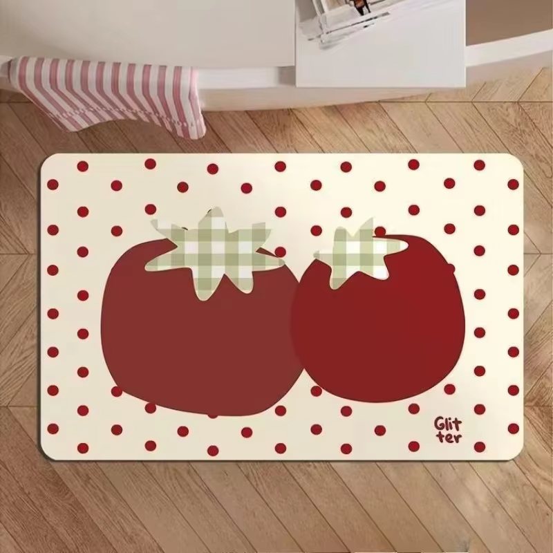 VIKAMA 레트로 스타 토마토 무늬 욕실 매트
