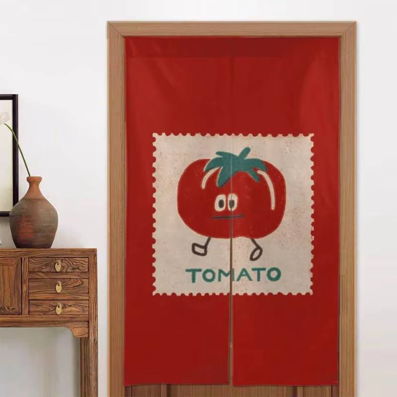 VIKAMA 귀여운 토마토 프린트 도어 커튼